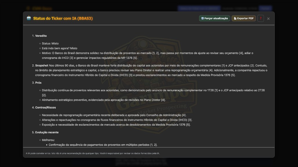 AI Ticker Status (Modal)