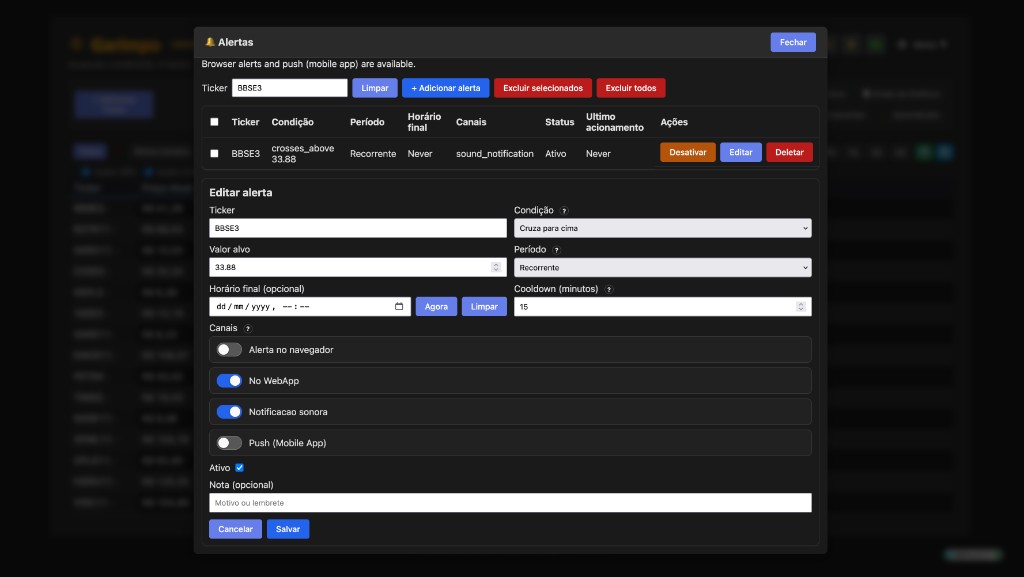 Alerts (Create Modal)